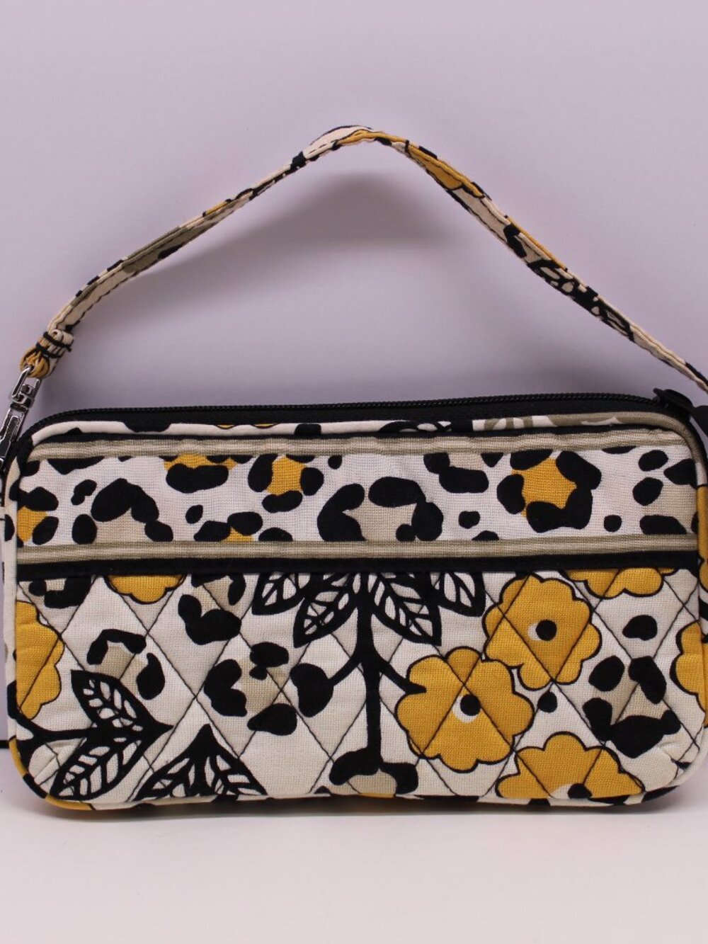 Vera Bradley Wallet/Wristlet Retired Go Wild Padded Yellow Floral Leopard Print